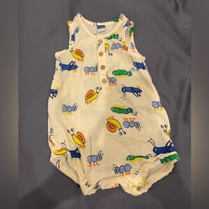 Old Navy Cream Baby Romper with Colorful Bug Print